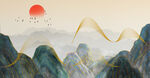 中国风金边山水背景