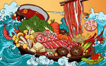 国潮餐饮插画