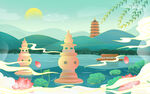 中国风山水画 