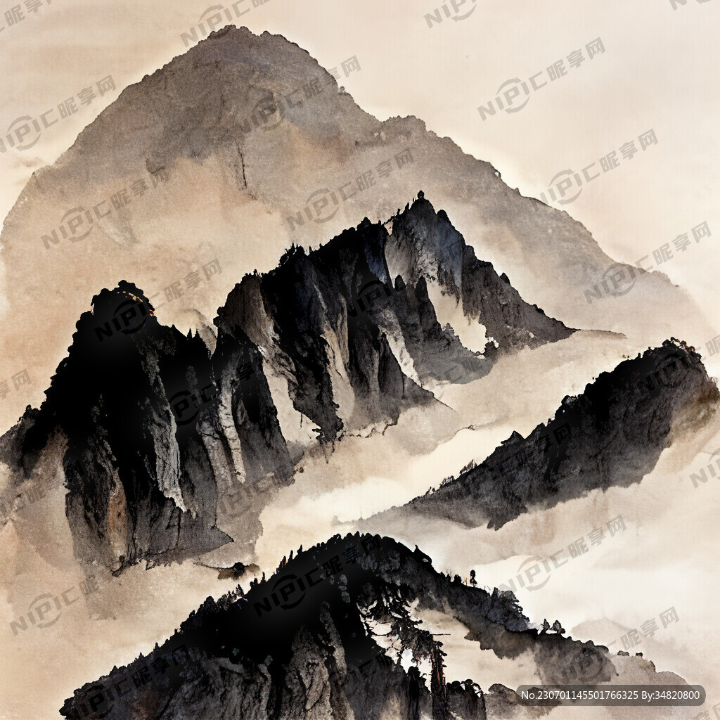 山谷 中国风 中国画 山水