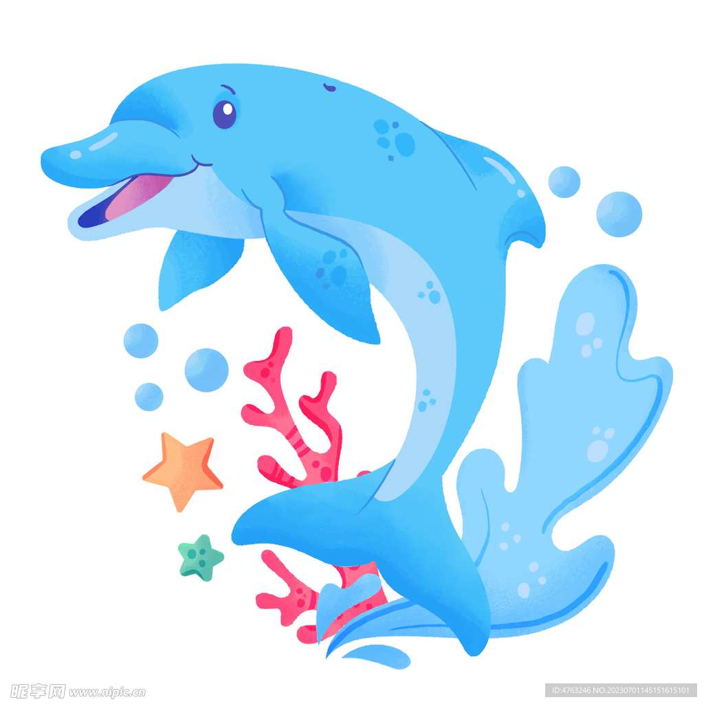 卡通蓝色海豚