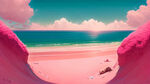 粉色，粉红，沙滩，清凉，夏天，俯视