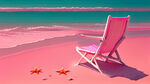 粉色，粉红，沙滩，清凉，夏天，俯视，平坦，海星，沙滩椅，女孩，海鸥