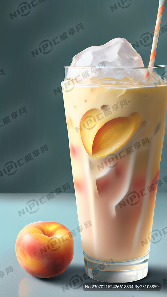 水蜜桃水果冰拿铁