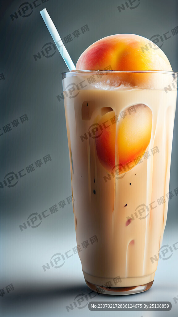 白桃水果冰咖啡