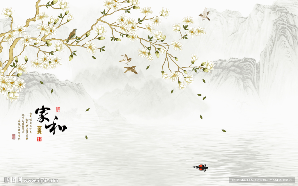 花鸟山水背景