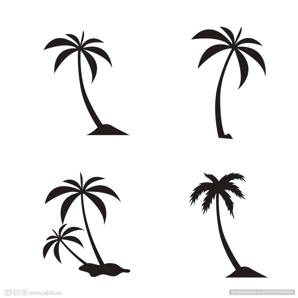 矢量手绘椰子树图片素材免费下载 - 觅知网
