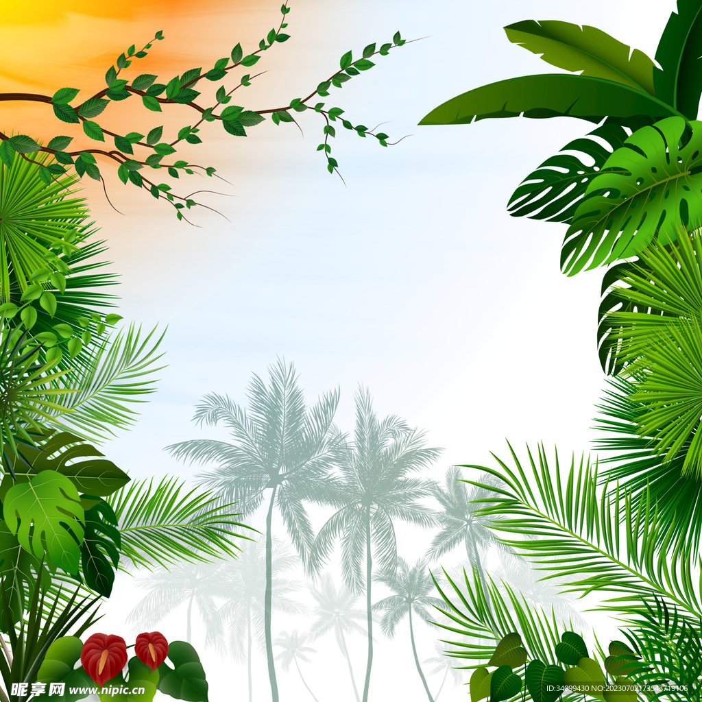 卡通椰子树背景