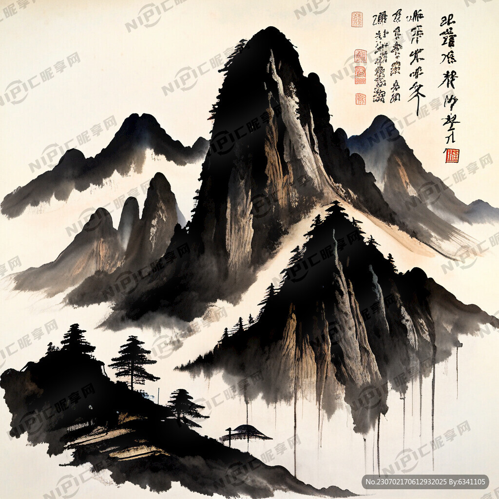 井冈山 五指峰 水墨 书法线条
