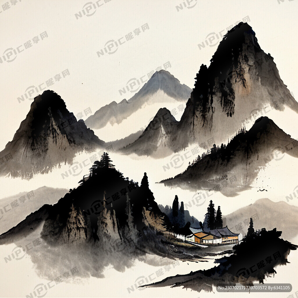 井冈山 水墨 简单