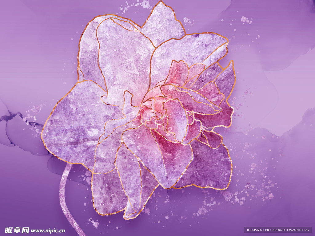 紫粉唯美花卉花束挂画装饰画