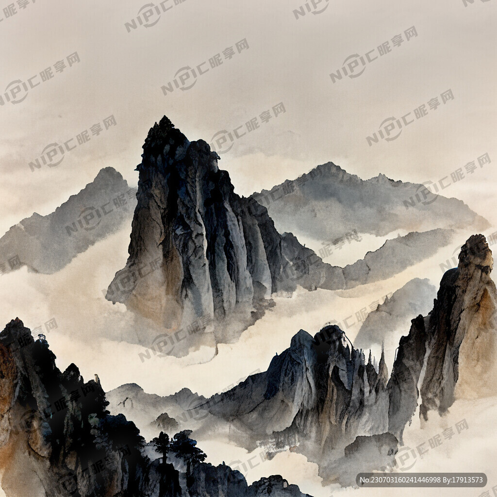 山谷 中国风 中国画 山水