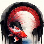 红鲤跃龙门，中国风，中国画