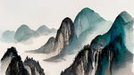 千里江山图，青山绿水国画，娟画，构图简洁