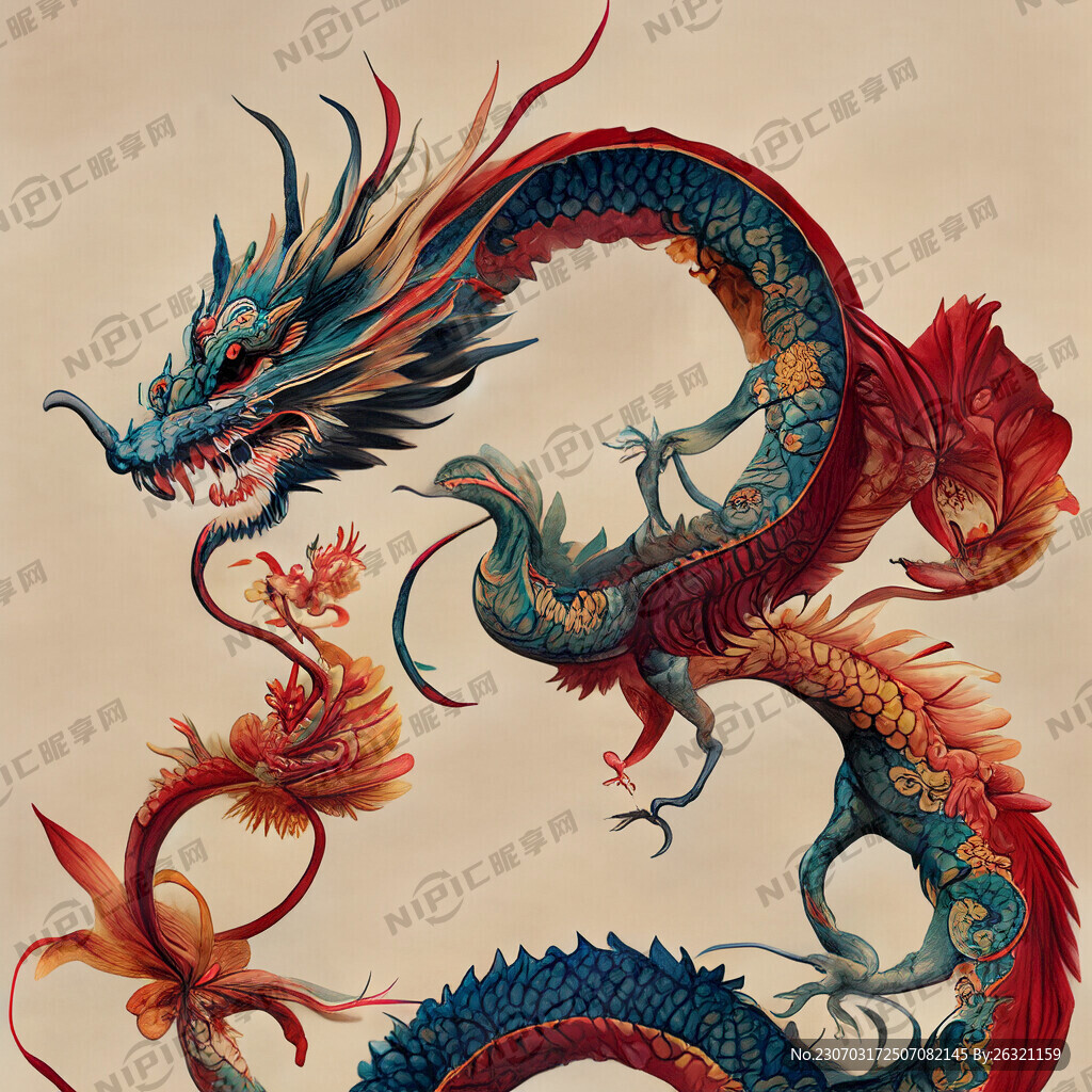手绘的中国龙 可以无缝拼接