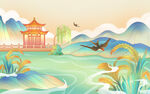 中国风山水画背景