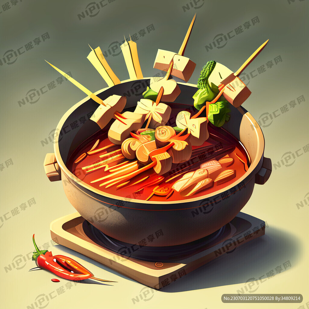 串串火锅插画