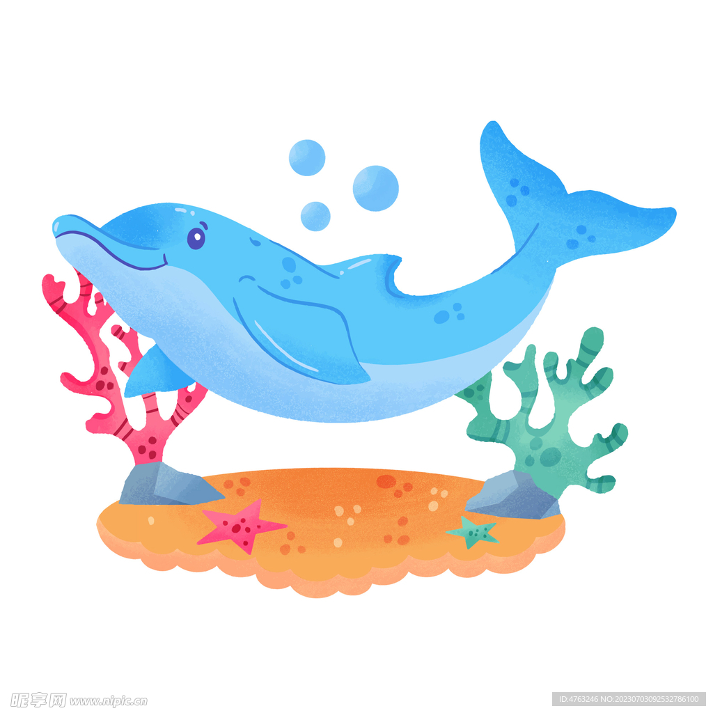 卡通蓝色海豚 