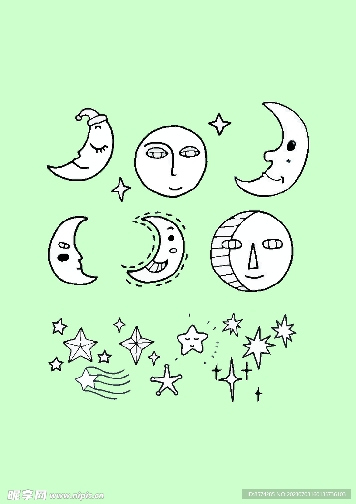简笔画月亮 星星