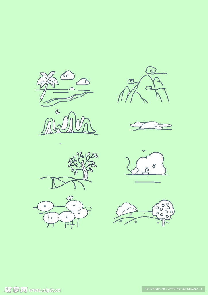 简笔画山风景
