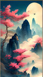 游戏梦幻唯美新中式风景，超高清，细节刻画，沐浴在花瓣里满天花瓣，飘渺电影般环境，明亮清晰