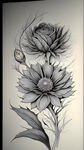 线描花卉