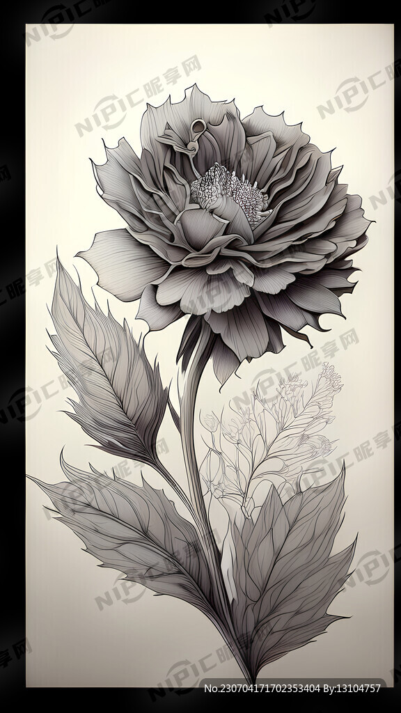 线描花卉
