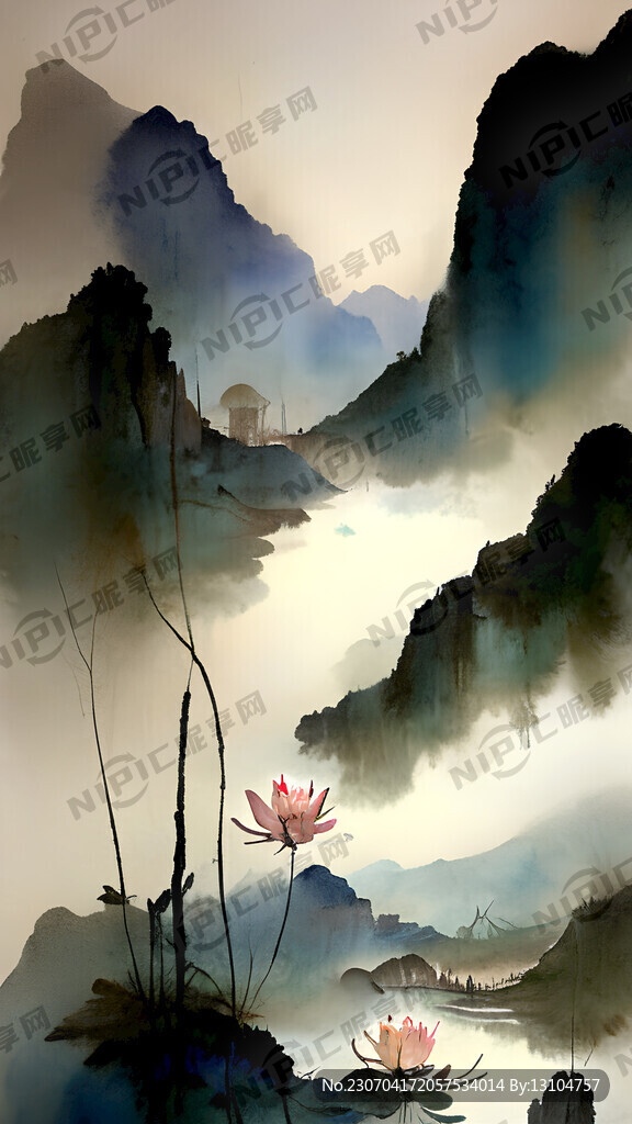 国画残荷