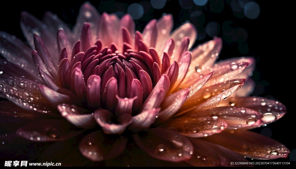 落满雨露的菊花图