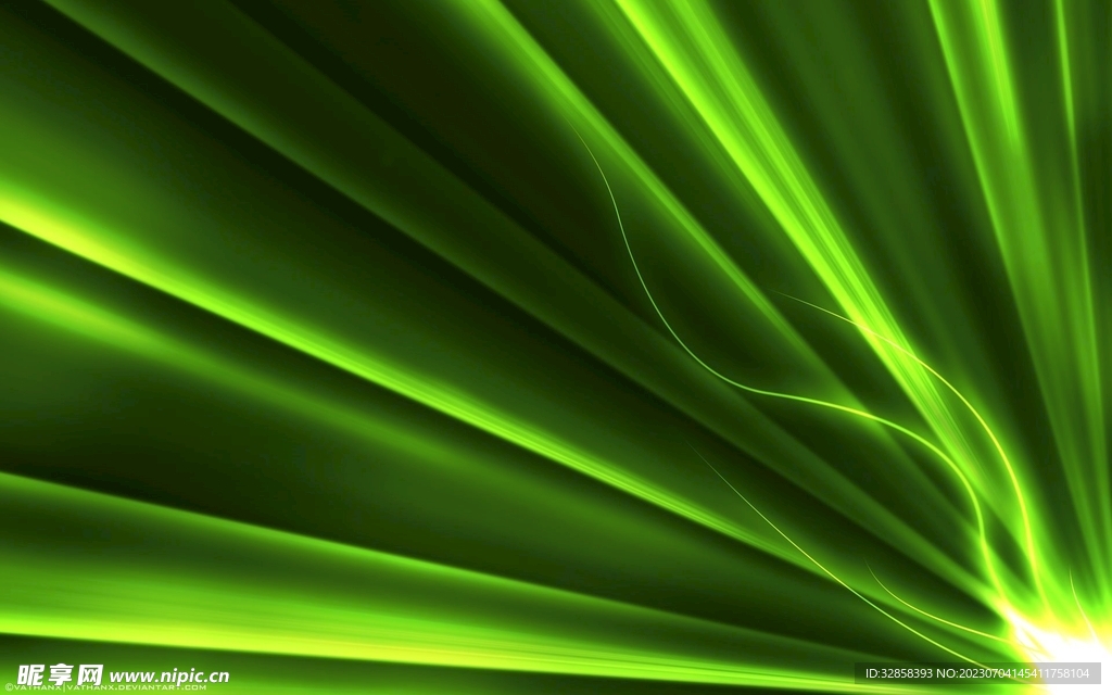 绿色发光光线抽象科技线条背景
