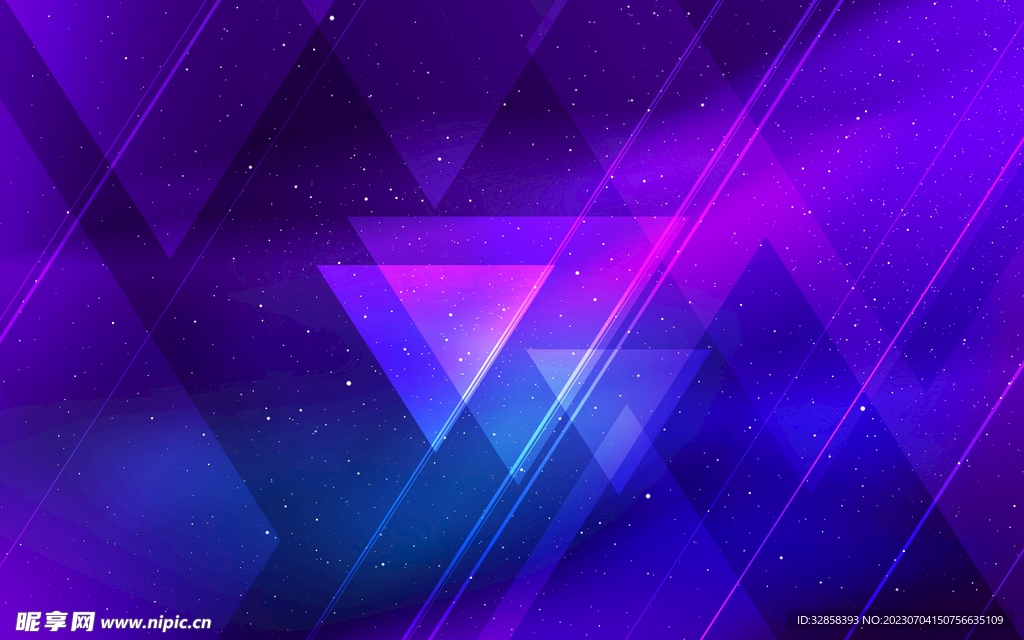 紫色渐变三角形抽象科技线条背景