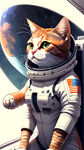 穿太空服的猫做飞船漫游太空