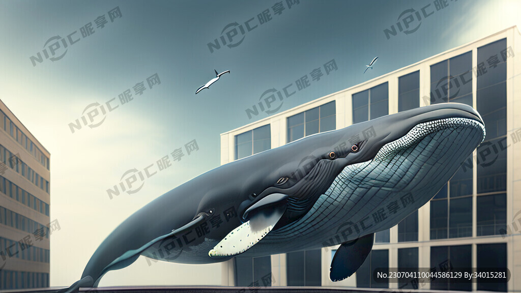 鲸鱼在办公楼游
