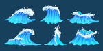卡通海浪