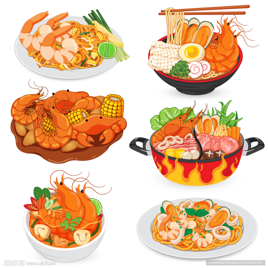 卡通火锅美食插画