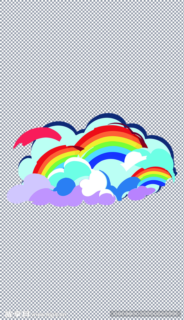 彩虹云朵云层雨后七彩卡通手绘