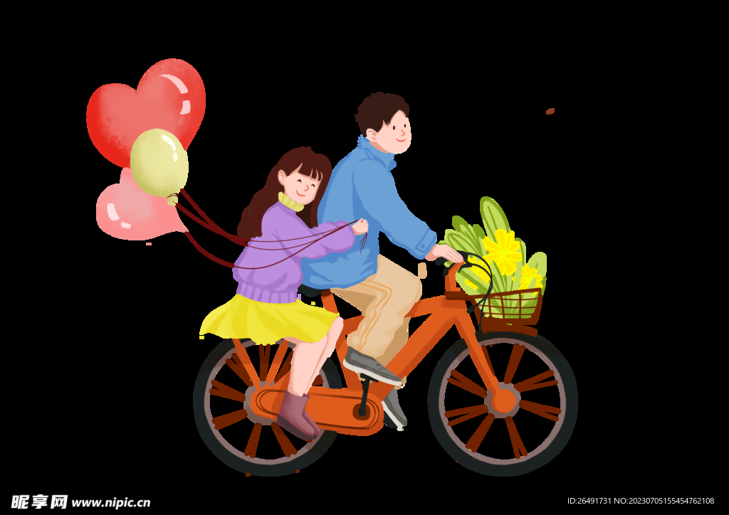 情侣骑自行车情人节素材