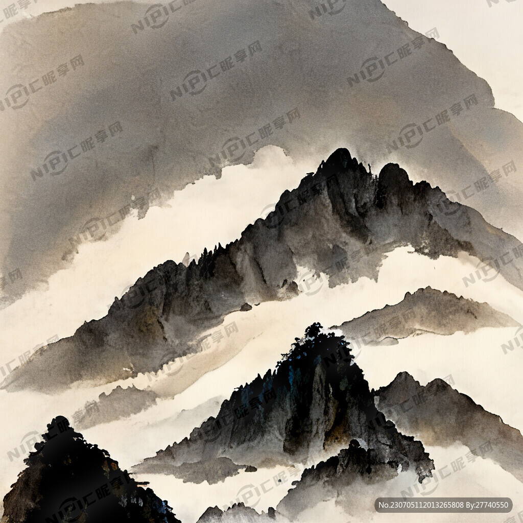 山水画素雅淡黄山云