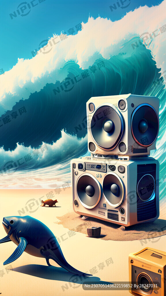 海洋海浪还有海洋动物环绕