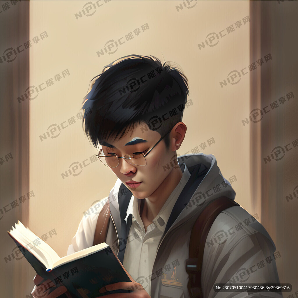 男生 短发 看书