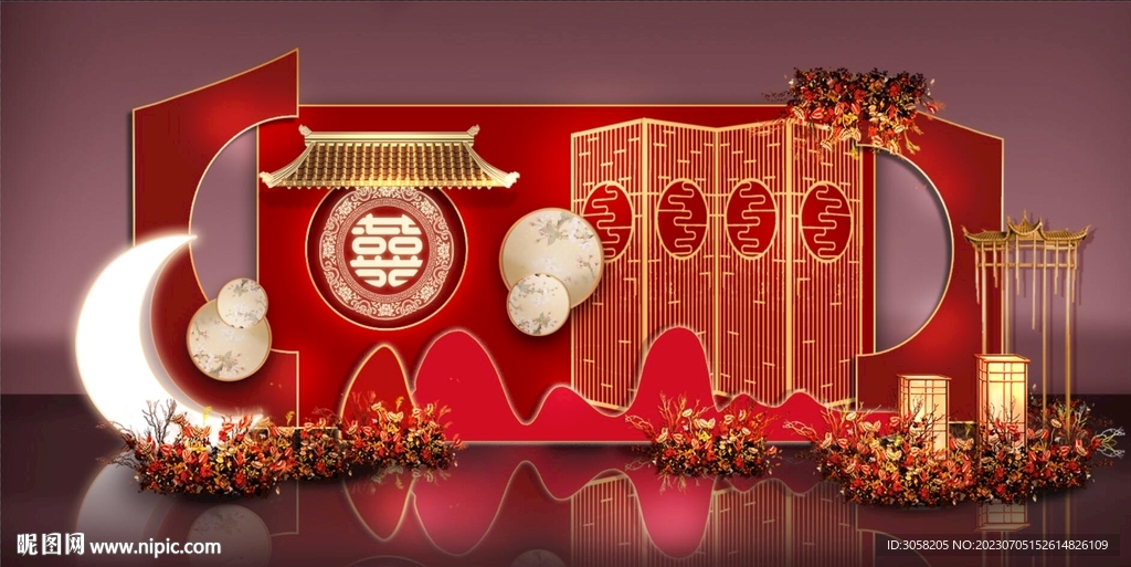 红色婚礼美陈