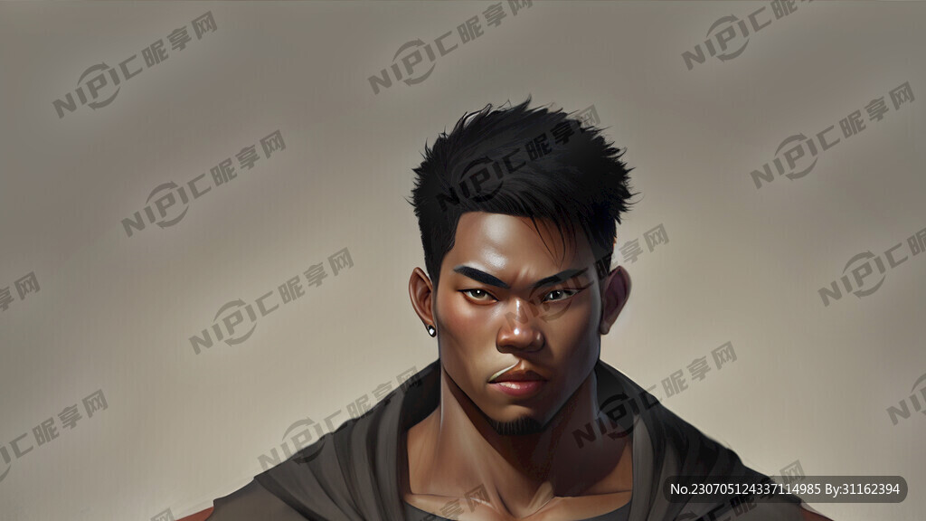 高 壮 皮肤较黑 亚洲人 男性