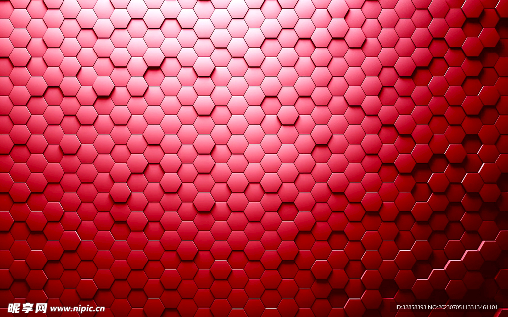 红色3d规则六边形抽象科技纹理
