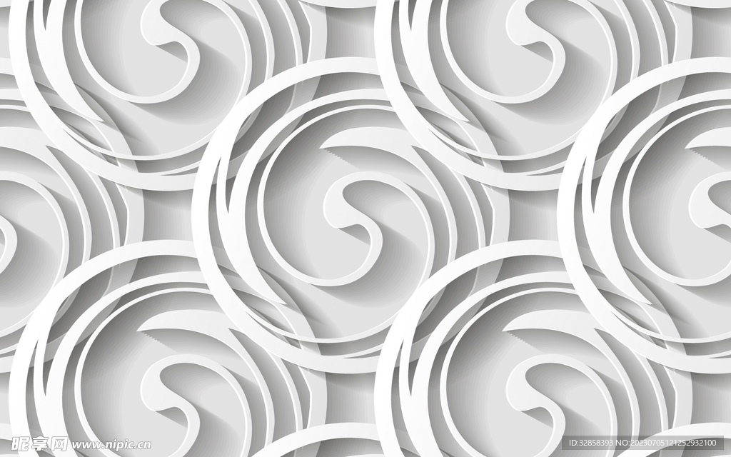 白色3d规则圆形抽象科技纹理