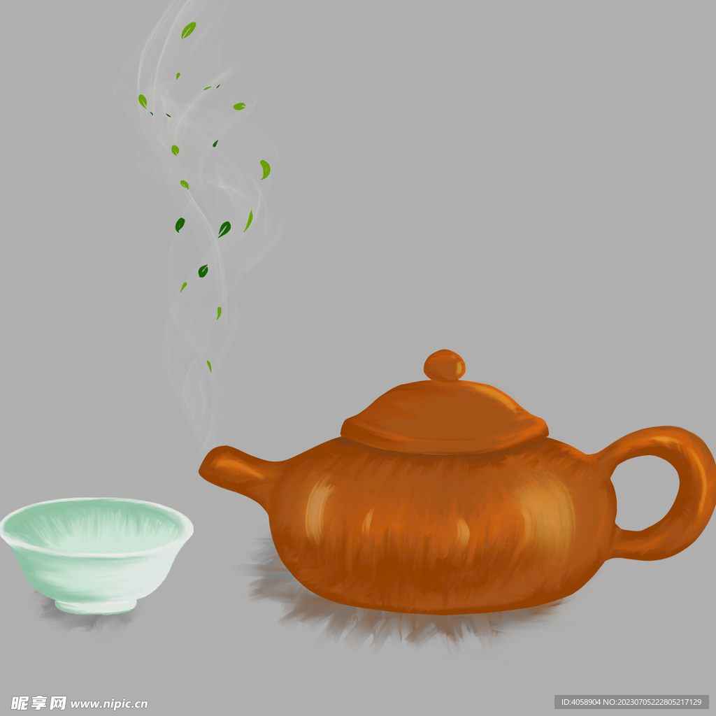 唯美手绘茶壶与花图片素材-编号25025025-图行天下