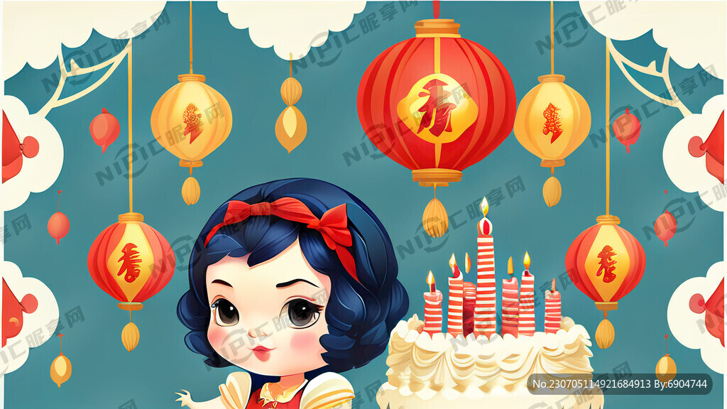 白雪公主图案用作生日背景