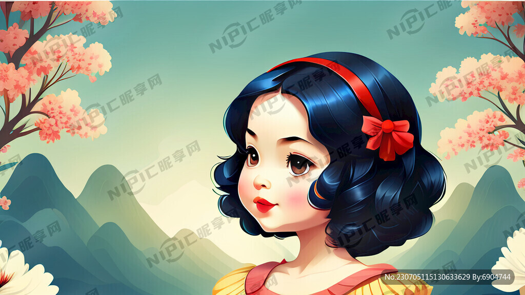突出白雪公主图案用作生日背景