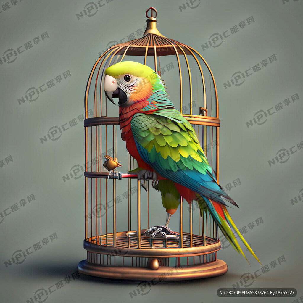 一个鹦鹉鸟笼