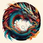 中国龙，色彩丰富，插画风格，细腻，透明格式