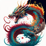 中国龙，色彩丰富，插画风格，细腻，白底